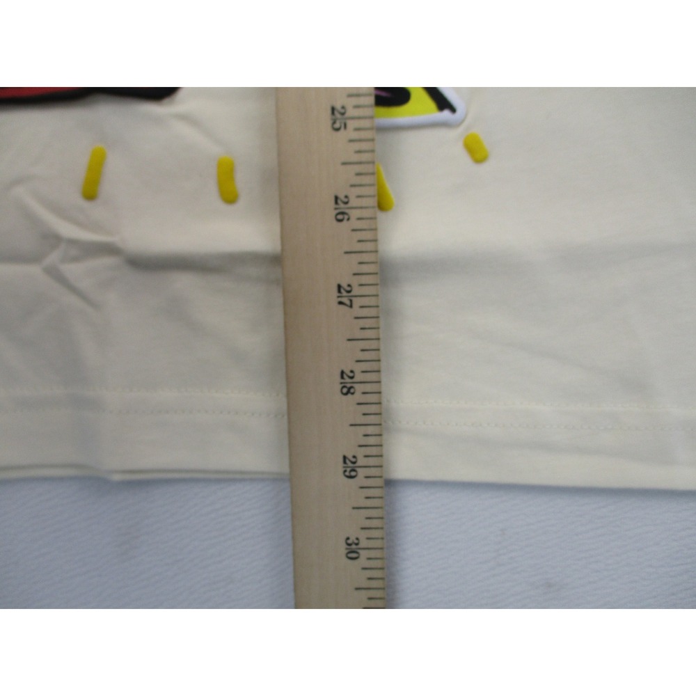 First Row T-Shirt Mens 2XL Beige Multi-Graphic Patch Varsity Streetwear Tee NEW - Picture 9 of 11